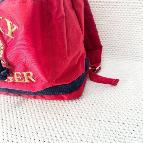 Tommy Hilfiger Vintage 90s Red Industrial Zip Nylon Embroidered Crest Backpack - Picture 5 of 10